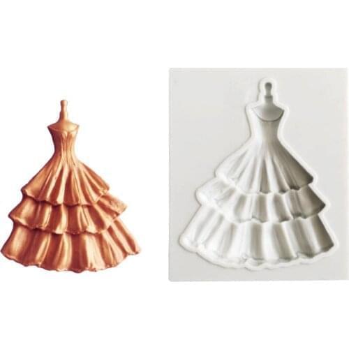 Silicone Mold Wedding Dress Sugarcraft Cupcake Baking Mold Fondant Cake Decorating Tools