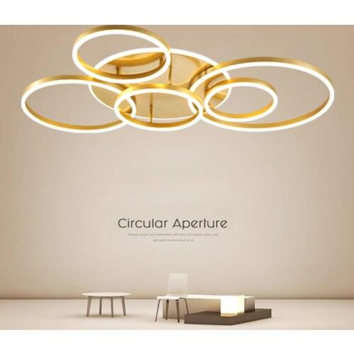 Golden white modern LED chandelier lighting living room study room dimmable interior lighting decoration ceiling ceiling lamp