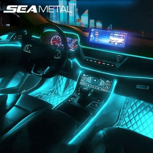 Car LED Strip Lights RGB Car Interior Lights Optic Ambient Lighting Kits Sound Active Function,Bluetooth-compatible APP Control