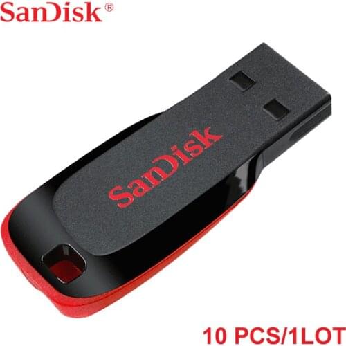 10PCS/1LOT S SanDisk Cruzer Blade USB Flash Drive 128GB 64GB 32GB 16GB Pen Drive USB 2.0 Flash Drive Memory stick CZ50