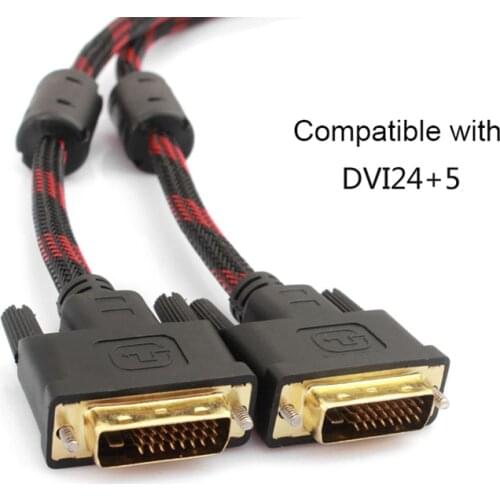 1.5M High Speed DVI to DVI Cable Adapter 24+1 pin DVI-D Gold Plated DVI To DVI CABLE Supports 1080P