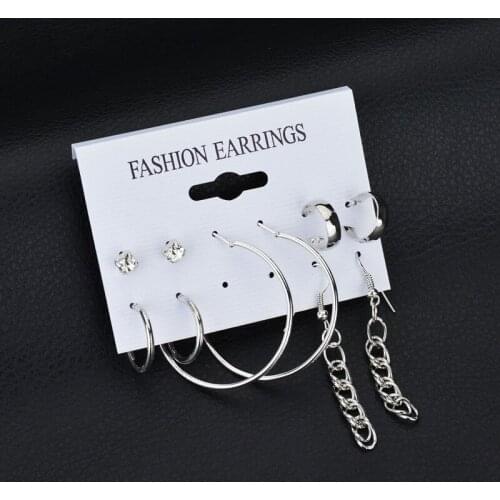Womens Fashion Earrings Ear Ring Set Combination Of 5 Sets of special circle10.4