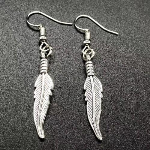 Womens Fashion Earrings Swan Feather Earrings Mens Earrings Mens Swan Feather Pendant Earrings
