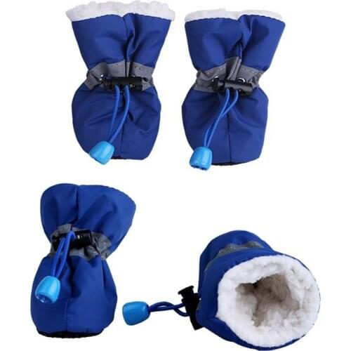 4pcs Waterproof Winter Pet Dog Shoes Anti-slip Rain Snow Boots Footwear Thick Warm For Small Cats Dogs Puppy Dog Socks Booties