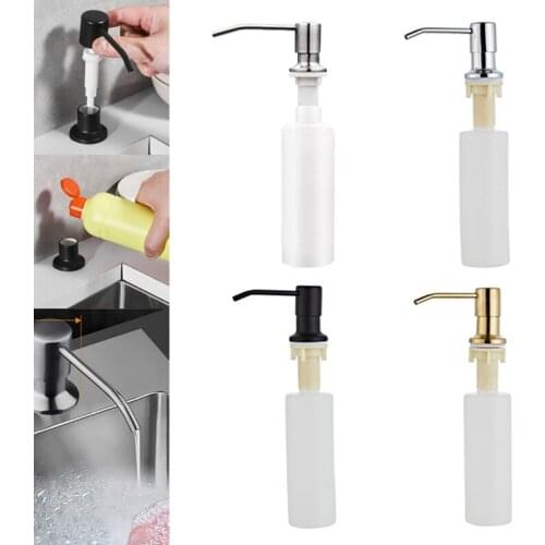 1PC 300ML Sink Soap Dispenser Stainless Steel Head Black Soap Bottle Kitchen Detergent Liquid Soap Lotion Dispenser