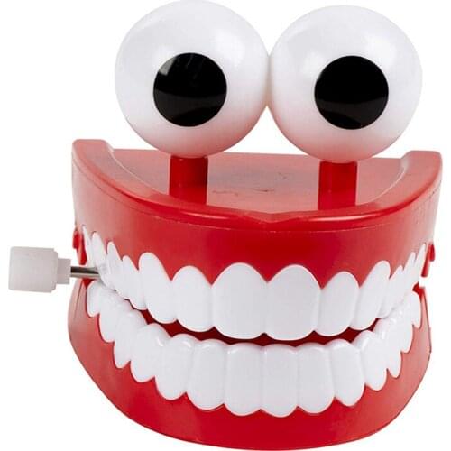 1 Pc Halloween Funny Teeth Model Toys Novelty Dentures Clockwork Fun Toy Teeth Clockwork Beating On The Chain Toys Kids Gifts