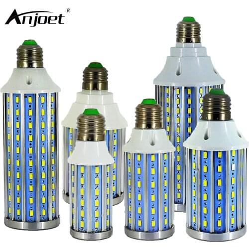 ANJOET 1Pcs New Update 10W 15W 20W 25W 30W 60W E27 E14 5730 SMD LED Bulb light 220V 110V Chandelier lighting LED Corn lamp