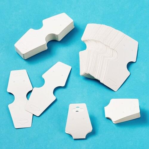 100pcs White Clear Paper Display Card for Necklace Bracelet and Mobile Pendant 12.2x4.5cm