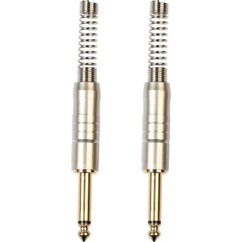 2Pcs Alloy 6.35mm Mono Gold Plated Male Jack Connector Adapter for Cable