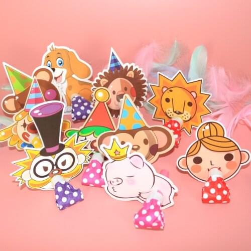 20pcs Animal Clown Cartoon Party Blowers Birthday Blowouts Horns Whistles Paper Noisemakers Blow Outs for Birthday Party Gift