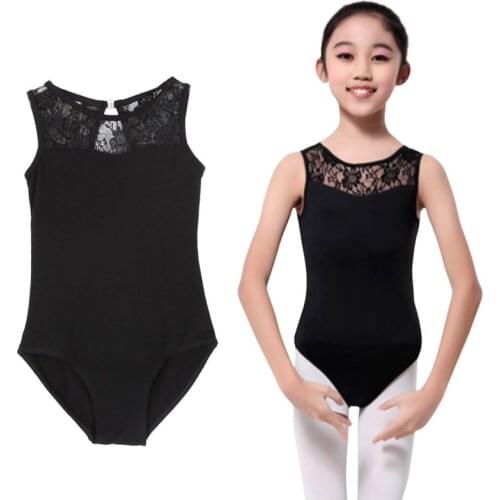 2019 Cotton Lycra Lace Black Tank Dance Leotard with Open Back Girls Ballet Dancewear Ladies Costume Bodysuitb
