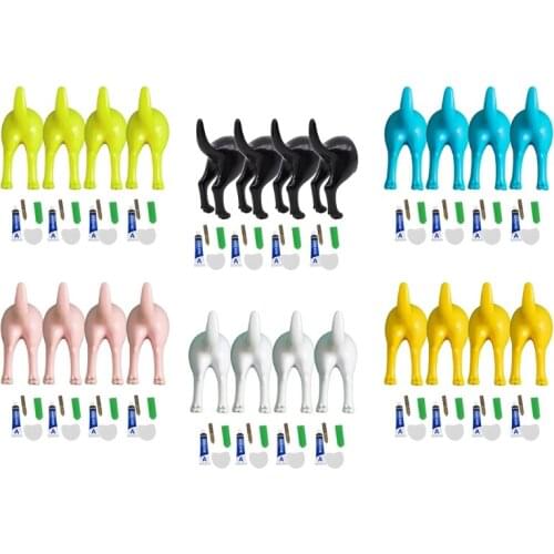 4Pcs Nordic Style Cute Plastic Dog Tail Hooks with Screws Adhesive Tape Wall Mounted Key Hanger Hat Coat Hook Decoration