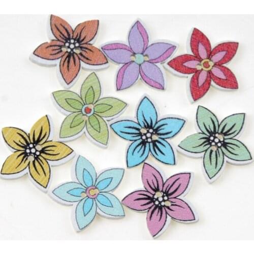 50pcs Morning glory Wood Buttons Sewing Scrapbooking Crafts Handwork Clothing Decor Wooden Decorative DIY 18mm