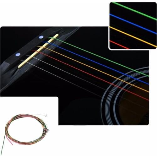 6Pcs/Set Acoustic Guitar Strings Rainbow Colorful Guitar Strings E-A For Acoustic Folk Guitar Classic Guitar Multi Color