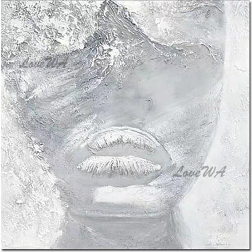 Abstract Woman Face Oil Painting Hand Painted Heavy Textured Abstract Canvas Wall Art Unframed Modern Bedroom Decoration Art