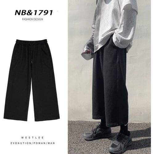 Spring Summer Wide-leg Pants Men Fashion Casual Pants Men Streetwear Korean Loose Hip-hop Straight Pants Mens Joggers Sweatpants