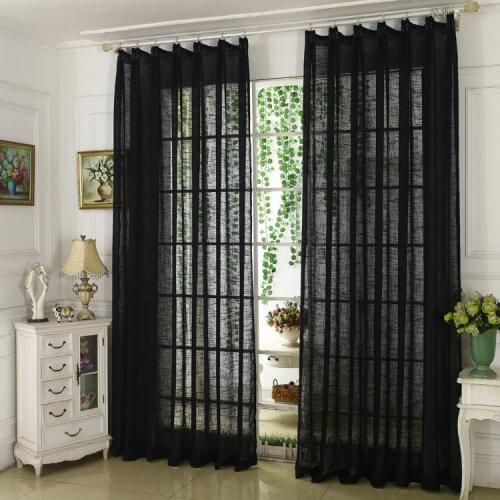 Black Sheer Curtains for Living Room Bedroom Solid Thick Voile Curtain Modern Gauze Nordic Backdrop Window Treatment Decor