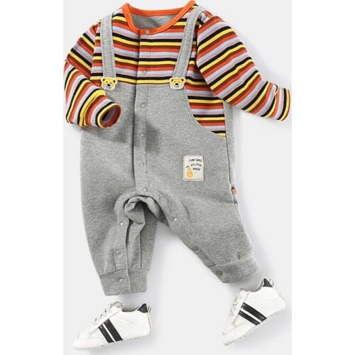Baby romper 2021 autumn new baby boys striped newborn