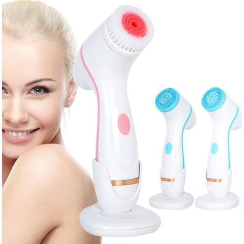 Electric Facial Cleansing Brush Sonic Silicone Face Cleanser Pore Cleaner Skin Deep Cleaning Spin Brush Heads Spa Beauty Massage