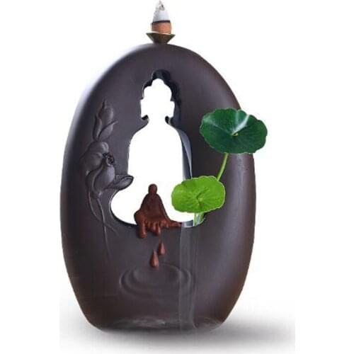 Purple Clay Buddha Aromatherapy Burner Backflow Incense Burner Fragrance Holder Creative Living Room Ornaments Tea House Decor