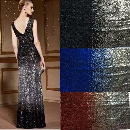 Gradient color Sequins embroidery mesh lace fabric H1LA5