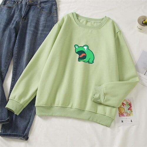 Sad Frog Printed Hoodies for Women Hooded Sweatshirts Harajuku Hip Hop Hoodie Cotton Sweatshirt Japanese Streetwear Sudadera