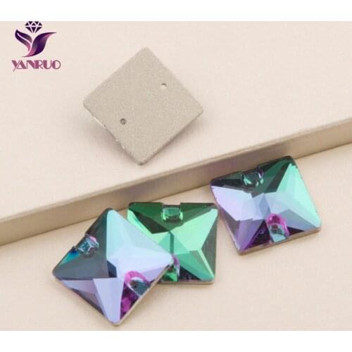 Emerald 3240 Square 16mm 22mm Flat Back Rhinestones Sewing Crystal Sew on Stone for Prom Dress Glass Beads