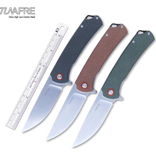 Tunafire Survival Pocket Knife Ball Bearing Outdoor Camping Knives High-end Micarta Handle Stainless Steel Tactical EDC Tools