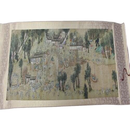 China old picture paper Figure painting long Scroll painting Celebrity Calligraphy and Painting