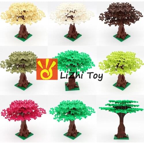 Lizhi DIY Building Blocks Bricks MOC Garden Plant Tree Courtyard Compatible All Brands Particles Enlighten Toys City Street View