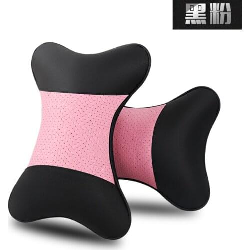 KKYSYELVA Leather Car Neck Pillow Car headrest Support Pillows Seat Cushion Pillow Interior Accessoreis
