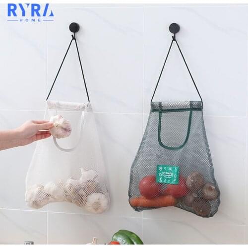 1pc Kitchen Vegetable Mesh Storage Bags Onion Potato Storage Hanging Bags Hollow Breathable Kitchen Garlic Ginger Mesh Bag
