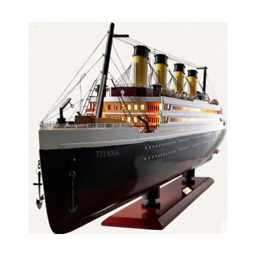 Fashion Titanic Model Decoration Wood Sailboat Model Craft Ship Simulation Lights Cruise Ship Model Decoration Creative Decor