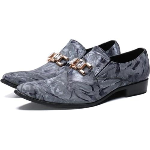 Men Formal Business Pointed Toe Low Heels Mens Loafers Party Wedding Dress Shoes