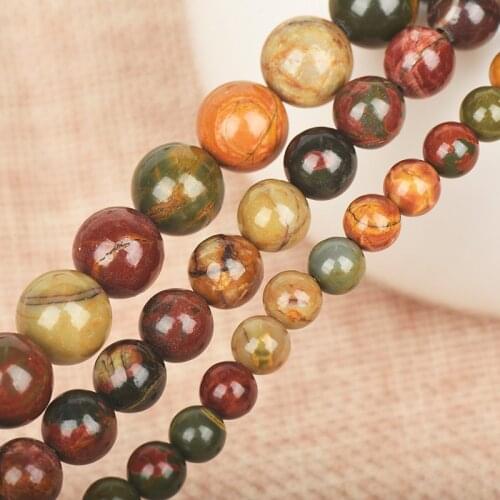 4-10mm natural stone beads picasso stone round loose beads for jewelry making DIY handmade necklace bracelet 15inches