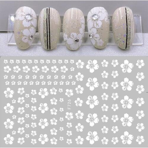 Nails Art Back Glue Decals White Flowers Decorations Nail Stickers For Nails Tips Beauty