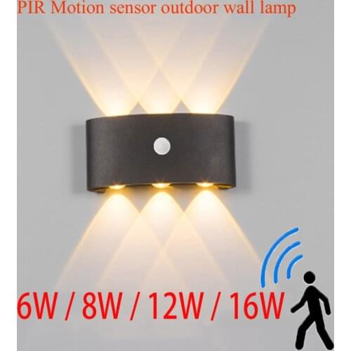 Nordic LED waterproof outdoor wall lamp IP65 Aluminum PIR Motion sensor wall light garden porch sconce AC110V/220V