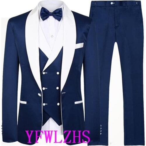 New Arrival One Button Groomsmen Shawl Lapel Groom Tuxedos Men Suits Wedding/Prom Best Man Blazer ( Jacket+Pants+Vest+Tie)A98