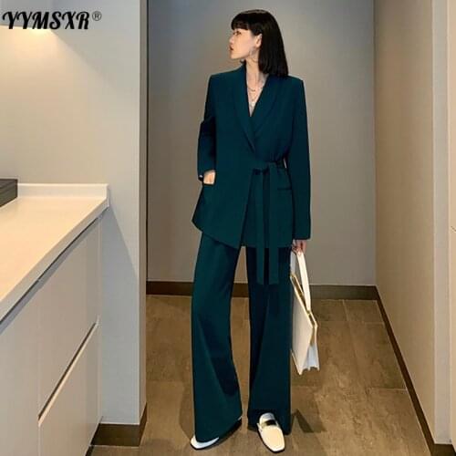 Autumn style high quality plus size womens temperament ladies two-piece suit pants female loose jacket Elegant wide-leg pants