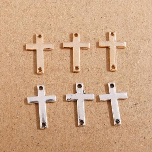 30pcs 12*18mm Wholesale Connector Crosses Charms DIY Gold Silver Color Bracelets Necklace Pendant for Jewelry Making