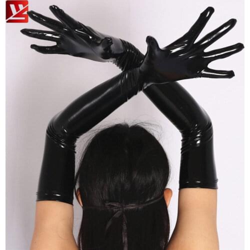 MEISE Sexy PVC Shiny Glove Latex Faux Leather Long Glove Punk Gloves Sexy Hip-pop Jazz Outfit Cosplay Accessory Plus Size F34
