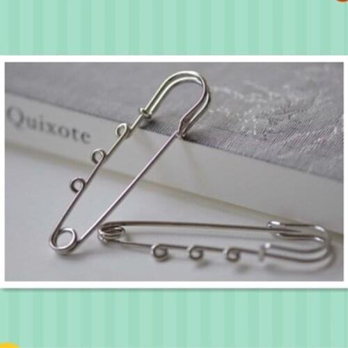 Silvery Gray Kilt Pin Shawl Pins Three Loops Safety Broochs 58mm Set of 2 pcs