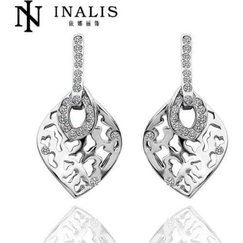 INALIS New Drop Earrings for Women Leaves Shape Handmade Crystal Earring Big Earrings Long Earrings vintage bohemian E484