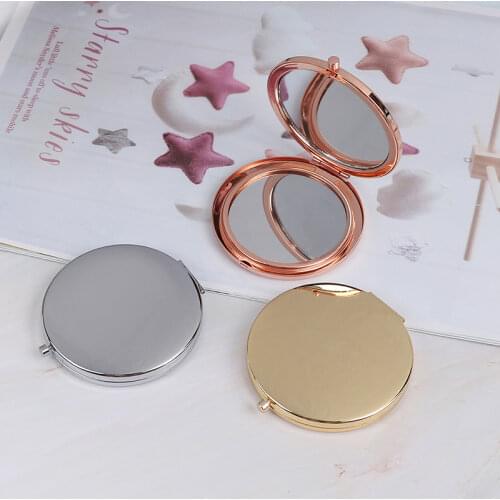 Double-Sided Embroidery Folding Mirror Women Makeup Compact Pocket Round Mirrors Creative Gift