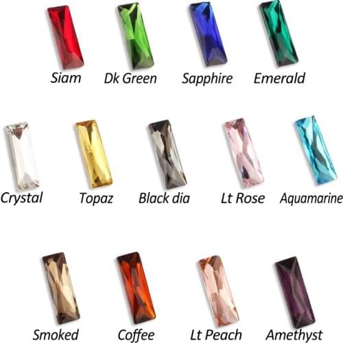 7X21mm strip glass Crystal Pointback Rhinestone Optional 13 colors 60pcs be used in clothing shoes hats bags decorative