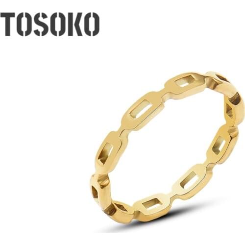 TOSOKO Stainless Steel Jewelry Knuckle Hollow Out Ring Female Simple Index Finger Ring BSA206
