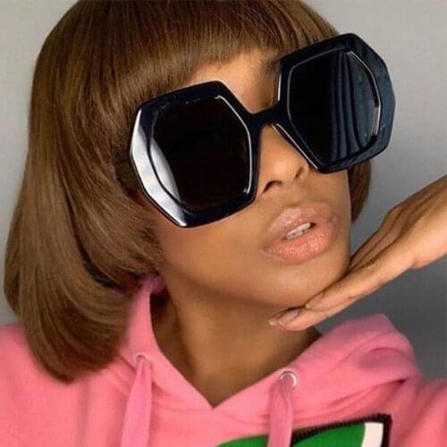 Vintage Oversized Square sun glasses for women trend Big frame luxury brand sunglasses female black shades lentes de sol mujer