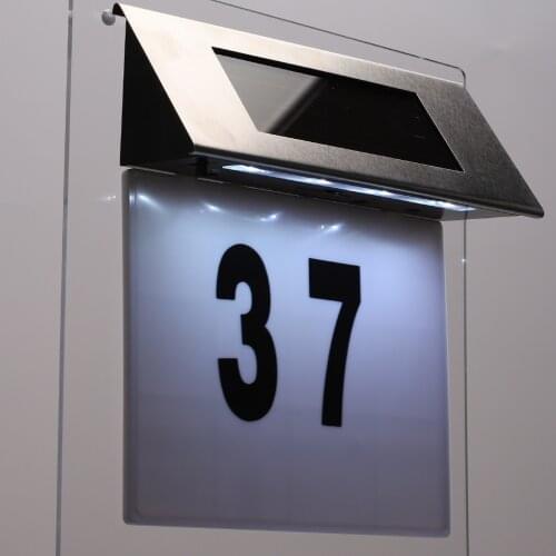 Waterproof Solar Powered Door Plaque Lamp Outdoor Door Number Light House Number Plaque LED Light for Gate Fence Wall Yard
