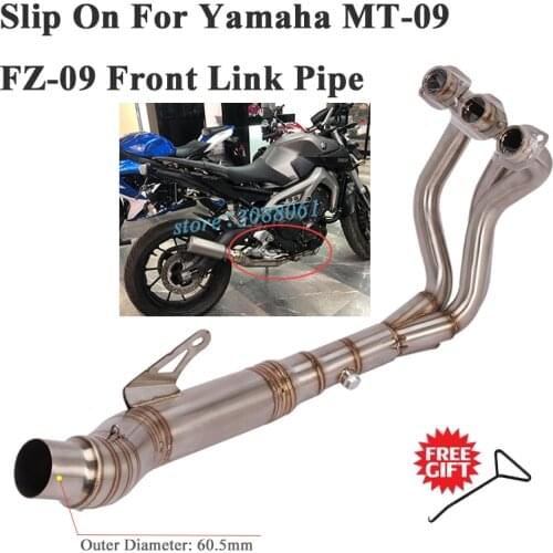 Slip On For Yamaha MT-09 MT09 FZ-09 Motorcycle Exhaust Escape Modified Connection Front Middle Link Pipe 60mm Without Muffler