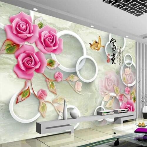 Wellyu Custom wallpaper 3D murals papel de parede embossed rose flower TV background wall living room bedroom pattern wallpaper